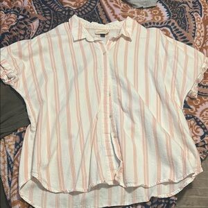 Universal Thread White and Pink Striped Button Down Shirt